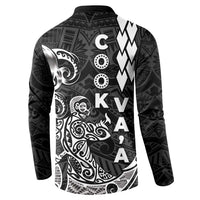 Cook Islands Va'a Polynesian Art Tattoo Button Sweatshirt Black Color LT03 - Polynesian Pride