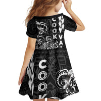 Cook Islands Va'a Polynesian Art Tattoo Kid Short Sleeve Dress Black Color LT03 - Polynesian Pride