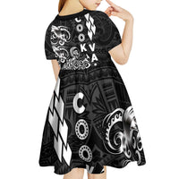 Cook Islands Va'a Polynesian Art Tattoo Kid Short Sleeve Dress Black Color LT03 - Polynesian Pride