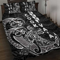 Cook Islands Va'a Polynesian Art Tattoo Quilt Bed Set Black Color LT03 Black - Polynesian Pride