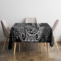 Cook Islands Va'a Polynesian Art Tattoo Tablecloth Black Color LT03 - Polynesian Pride