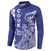 Cook Islands Va'a Polynesian Art Tattoo Button Sweatshirt Blue Color LT03 - Polynesian Pride