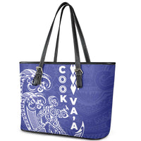 Cook Islands Va'a Polynesian Art Tattoo Leather Tote Bag Blue Color LT03 - Polynesian Pride