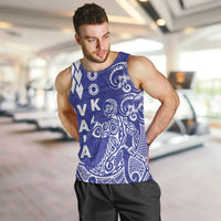 Cook Islands Va'a Polynesian Art Tattoo Men Tank Top Blue Color LT03 Blue - Polynesian Pride