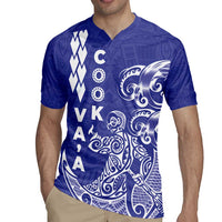 Cook Islands Va'a Polynesian Art Tattoo Rugby Jersey Blue Color LT03 - Polynesian Pride