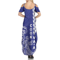 Cook Islands Va'a Polynesian Art Tattoo Summer Maxi Dress Blue Color LT03 - Polynesian Pride