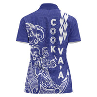Cook Islands Vaa Polynesian Art Tattoo Women Polo Shirt Blue Color