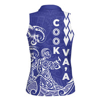 Cook Islands Vaa Polynesian Art Tattoo Women Sleeveless Polo Shirt Blue Color