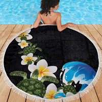 Hawaiian Plumeria and Turtle Beach Blanket with Polynesian Tribal Art Pattern Vintage Vibes LT03 - Polynesian Pride