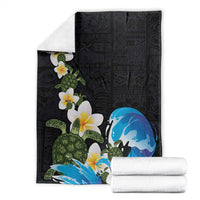 Hawaiian Plumeria and Turtle Blanket with Polynesian Tribal Art Pattern Vintage Vibes LT03 - Polynesian Pride