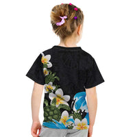 Hawaiian Plumeria and Turtle Kid T Shirt with Polynesian Tribal Art Pattern Vintage Vibes