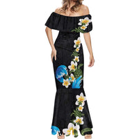 Hawaiian Plumeria and Turtle Mermaid Dress with Polynesian Tribal Art Pattern Vintage Vibes