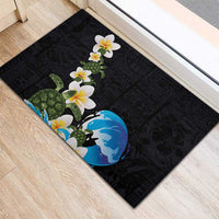 Hawaiian Plumeria and Turtle Rubber Doormat with Polynesian Tribal Art Pattern Vintage Vibes LT03 - Polynesian Pride