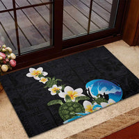 Hawaiian Plumeria and Turtle Rubber Doormat with Polynesian Tribal Art Pattern Vintage Vibes LT03 - Polynesian Pride