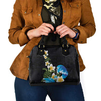 Hawaiian Plumeria and Turtle Shoulder Handbag with Polynesian Tribal Art Pattern Vintage Vibes