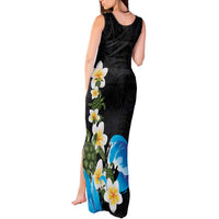 Hawaiian Plumeria and Turtle Tank Maxi Dress with Polynesian Tribal Art Pattern Vintage Vibes LT03 - Polynesian Pride