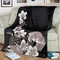 Hawaiian Plumeria and Turtle Blanket with Polynesian Tribal Art Pattern Grayscale Color LT03 - Polynesian Pride