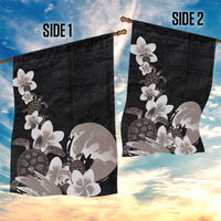 Hawaiian Plumeria and Turtle Garden Flag with Polynesian Tribal Art Pattern Grayscale Color LT03 - Polynesian Pride
