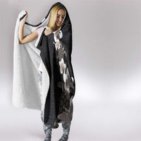 Hawaiian Plumeria and Turtle Hooded Blanket with Polynesian Tribal Art Pattern Grayscale Color LT03 - Polynesian Pride