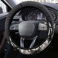 Hawaiian Plumeria and Turtle Steering Wheel Cover with Polynesian Tribal Art Pattern Grayscale Color LT03 - Polynesian Pride
