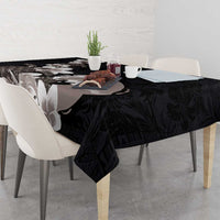 Hawaiian Plumeria and Turtle Tablecloth with Polynesian Tribal Art Pattern Grayscale Color LT03 - Polynesian Pride