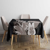 Hawaiian Plumeria and Turtle Tablecloth with Polynesian Tribal Art Pattern Grayscale Color LT03 - Polynesian Pride