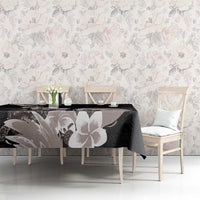Hawaiian Plumeria and Turtle Tablecloth with Polynesian Tribal Art Pattern Grayscale Color LT03 - Polynesian Pride
