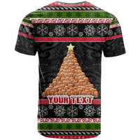 Personalized New Zealand Meri Kirihimete T Shirt Maori Warrior with Rugby Christmas Tree LT03 - Polynesian Pride