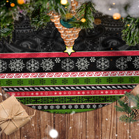 Personalized New Zealand Christmas Tree Skirt Maori Warrior with Rugby Christmas Tree LT03 - Polynesian Pride