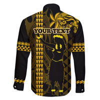 Custom Hawaii Family Matching Off Shoulder Long Sleeve Dress and Hawaiian Shirt Ukelele and Hula Girl Mix Kakau Pattern LT03 - Polynesian Pride