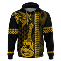Custom Hawaii Hoodie Ukelele and Hula Girl Mix Kakau Pattern LT03 Pullover Hoodie Yellow - Polynesian Pride