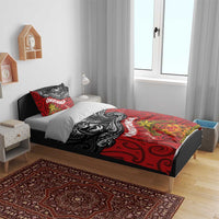 The Kingitanga - Maori King Movement Bedding Set Ko Te Mana Motuhake Emblem with Moko and Polynesian Art Tattoo