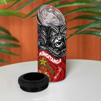 The Kingitanga - Maori King Movement 4 in 1 Can Cooler Tumbler Ko Te Mana Motuhake Emblem with Moko and Polynesian Art Tattoo LT03