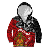 The Kingitanga - Maori King Movement Kid Hoodie Ko Te Mana Motuhake Emblem with Moko and Polynesian Art Tattoo