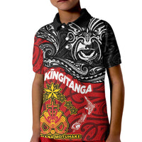 The Kingitanga - Maori King Movement Kid Polo Shirt Ko Te Mana Motuhake Emblem with Moko and Polynesian Art Tattoo