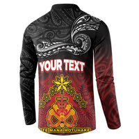 Personalised Maori King Movement Button Sweatshirt Ko Te Mana Motuhake Emblem with Silver Ferns and Polynesian Art Tattoo LT03 - Polynesian Pride