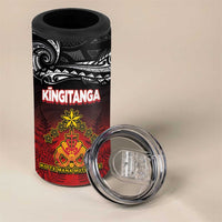 Personalised The Kingitanga - Maori King Movement 4 in 1 Can Cooler Tumbler Ko Te Mana Motuhake Emblem with Silver Ferns and Polynesian Art Tattoo LT03