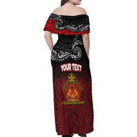 Personalised The Kingitanga - Maori King Movement Family Matching Off Shoulder Maxi Dress and Hawaiian Shirt Ko Te Mana Motuhake Emblem with Silver Ferns and Polynesian Art Tattoo