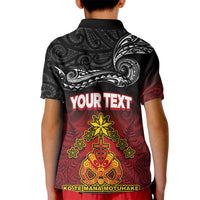 Personalised The Kingitanga - Maori King Movement Kid Polo Shirt Ko Te Mana Motuhake Emblem with Silver Ferns and Polynesian Art Tattoo