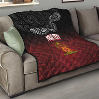 Personalised The Kingitanga - Maori King Movement Quilt Ko Te Mana Motuhake Emblem with Silver Ferns and Polynesian Art Tattoo