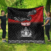 Personalised The Kingitanga - Maori King Movement Quilt Te Paki-o-Matariki with Silver Ferns and Polynesian Art Tattoo