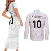 Custom Tonga Ngatu Art Rugby Mate Ma'a Couples Matching Short Sleeve Bodycon Dress and Long Sleeve Button Shirt LT03 - Polynesian Pride