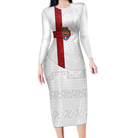 Custom Tonga Ngatu Art Rugby Mate Ma'a Family Matching Long Sleeve Bodycon Dress and Hawaiian Shirt - Polynesian Pride