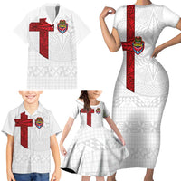 Custom Tonga Ngatu Art Rugby Mate Ma'a Family Matching Short Sleeve Bodycon Dress and Hawaiian Shirt - Polynesian Pride
