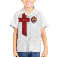 Custom Tonga Ngatu Art Rugby Mate Ma'a Kid Hawaiian Shirt LT03 Kid White - Polynesian Pride