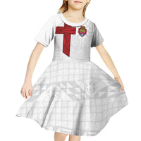 Custom Tonga Ngatu Art Rugby Mate Ma'a Kid Short Sleeve Dress LT03 - Polynesian Pride