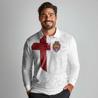Custom Tonga Ngatu Art Rugby Mate Ma'a Long Sleeve Polo Shirt - Polynesian Pride