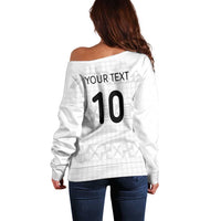 Custom Tonga Ngatu Art Rugby Mate Ma'a Off Shoulder Sweater - Polynesian Pride