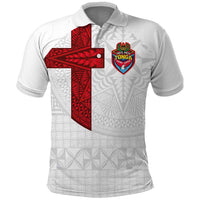 Custom Tonga Ngatu Art Rugby Mate Ma'a Polo Shirt LT03 White - Polynesian Pride