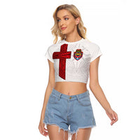 Custom Tonga Ngatu Art Rugby Mate Ma'a Raglan Cropped T Shirt LT03 Female White - Polynesian Pride